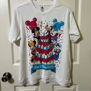 Disney Mickey & Friends Birthday Celebration Park Logo WDW T-Shirt XS NWT